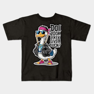 Cool Duck in Sunglasses and Leather Vest - Do I Look Like I Give a Duck? Kids T-Shirt